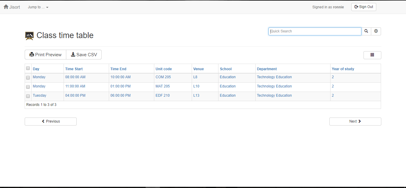 php class timetable